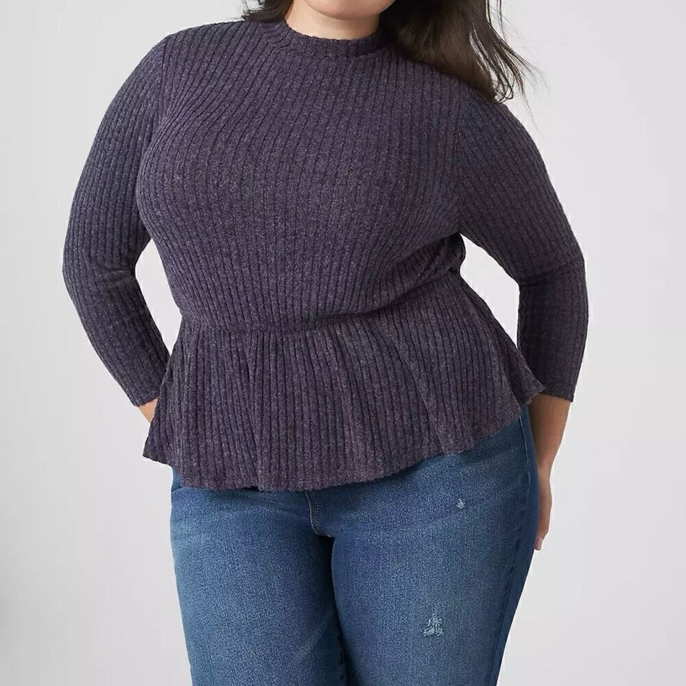 NWT LANE BRYANT “Night Sky” Classic Mock Neck Elastic-Waist Top Size 26/28
